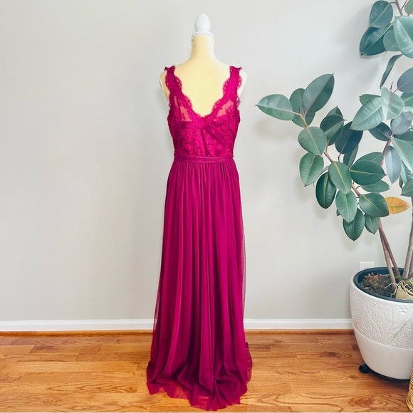 BHLDN Hitherto Sz14 Samantha Purple Lace Chiffon Maxi Dress Bridesmaids Formal - Picture 10 of 12